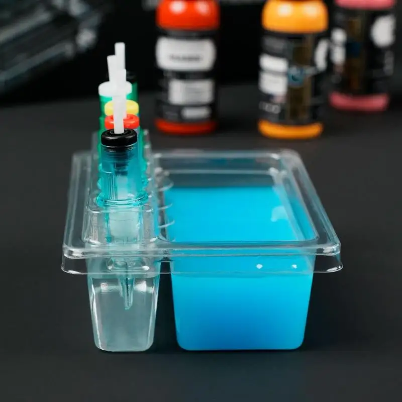 20pcs Tattoo Needles Stand Waterproof Ink Cartridge Needle Holder Placement Rack Disposable Washing Cup Clean Double Layer