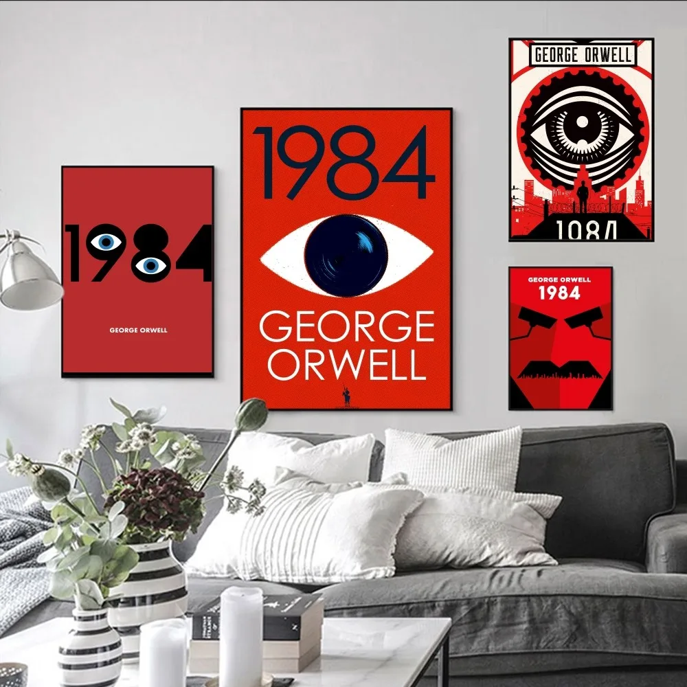 1984 George Orwell Poster Self-adhesive Art Poster Retro Kraft Paper Sticker DIY Room Bar Cafe Vintage Decorative Painting