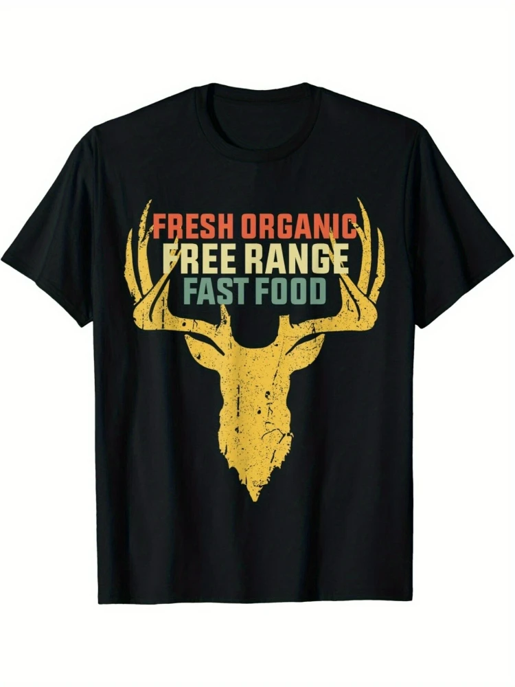 

Funny Deer Hunting Dad Fast Food Whitetail Deer Hunter Gift -100%cotton casual round neck outdoor short sleeve t-shirt .