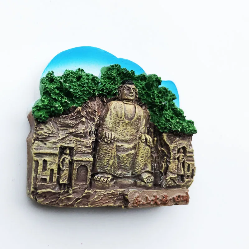 Chinese Cultural Landscape Leshan Giant Buddha Scenic Area Fridge magnet Resin Gift Decoration Tourist Souvenir Message Sticker