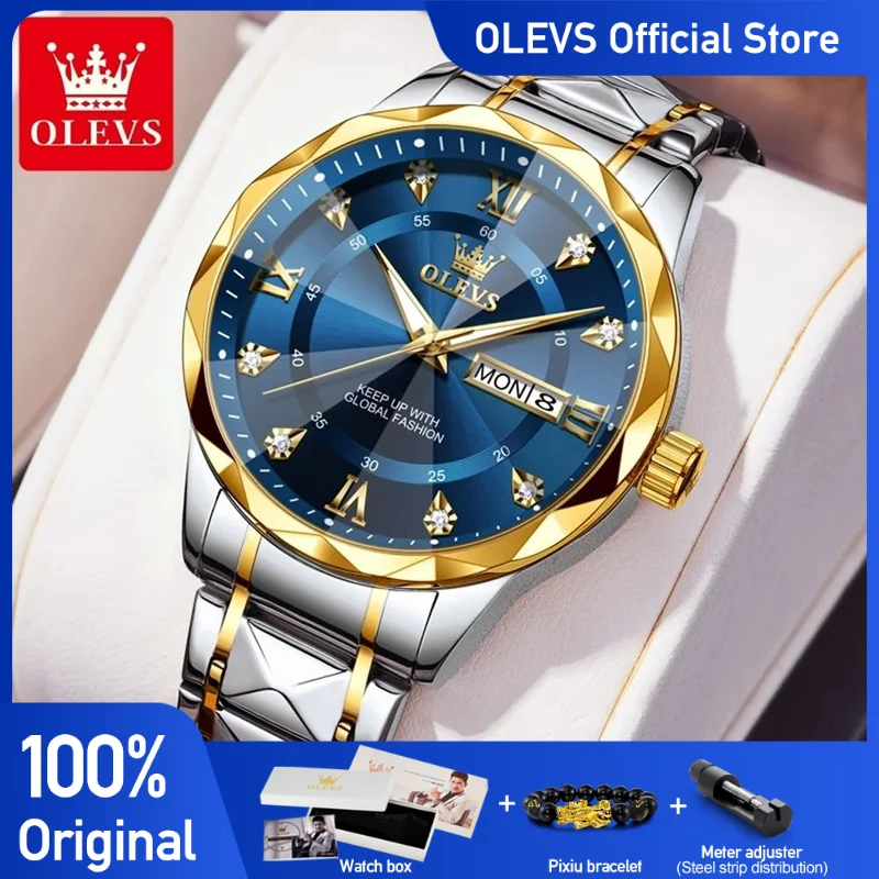 OLEVS 5609 Watches For Men Fashion Quartz Wristwatch Original for Male Waterproof Luminous Automatic Movement Reloj Hombre