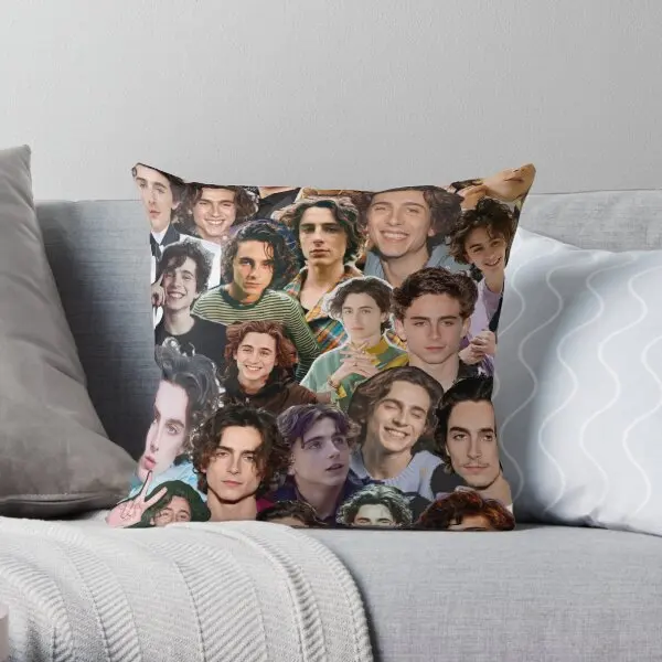 

Timothee Chalamet Collage Printing Throw Pillow Cover Case Decorative Office Soft Wedding Anime Pillows not include One Side