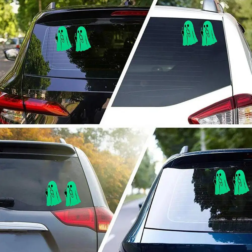 2/4Pcs Luminous Ghost Finger Stickers, Night Luminous Car Halloween Ghost Decorations Ghost Funny Stickers, X1O9