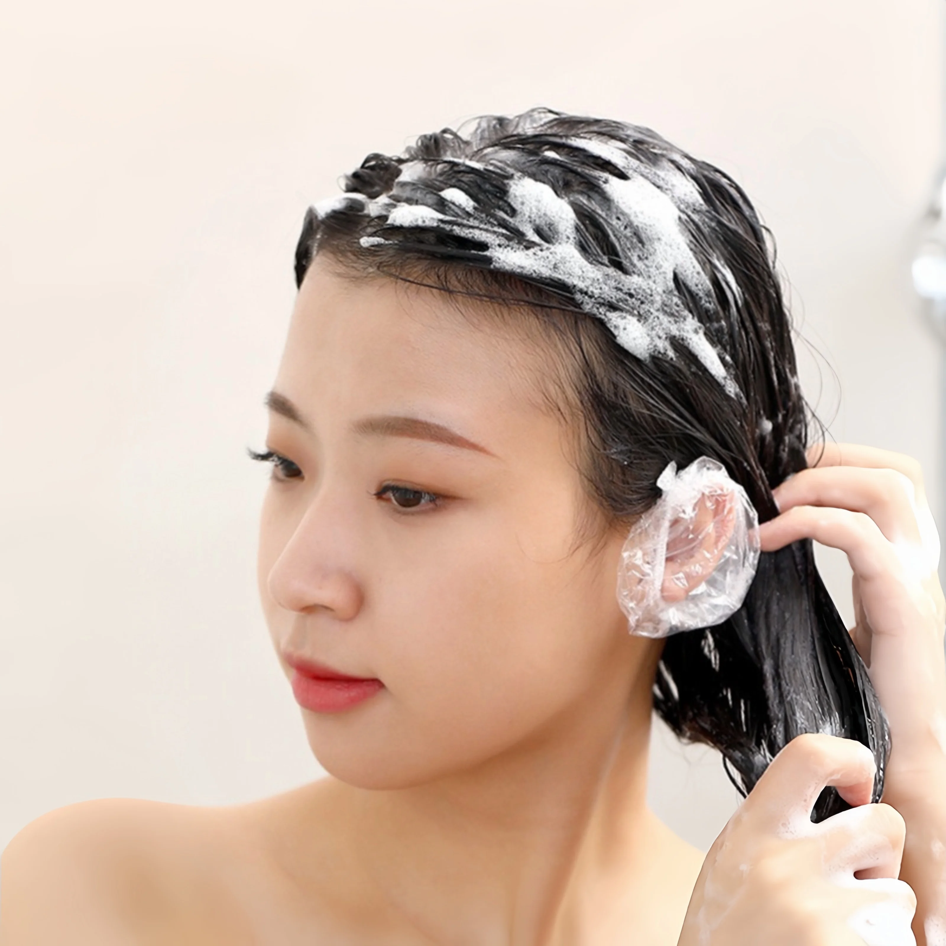 100/200/500PCS Einweg Ohrenschützer Transparente Elastische Dusche Haar Farbstoff Ohr Schutz Abdeckung Werkzeug Schild Wasserdichte Earpack – Detail 6