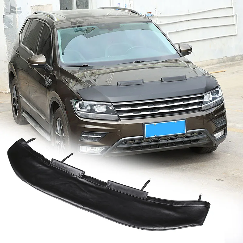 For Volkswagen Tiguan 2018-2021 Car Hood Sand and Stone Deflector Protection Cover Leather Exterior Modification Accessories