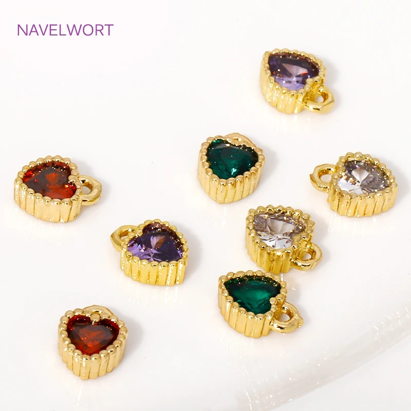 5mm*6.5mm 18K Gold Plated Mini Heart Crystal Glass Charms For Bracelet Making Findings,Pendants For Jewelry,DIY Accessories view 2