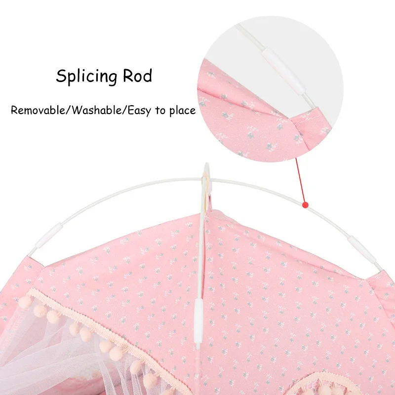 Pet Dog Tent Portable Cute Pattern Cat House Pet Small Dog Bed Breathable Thick Cushion Pet Hut Outdoor Indoor Pet Bed Supplies