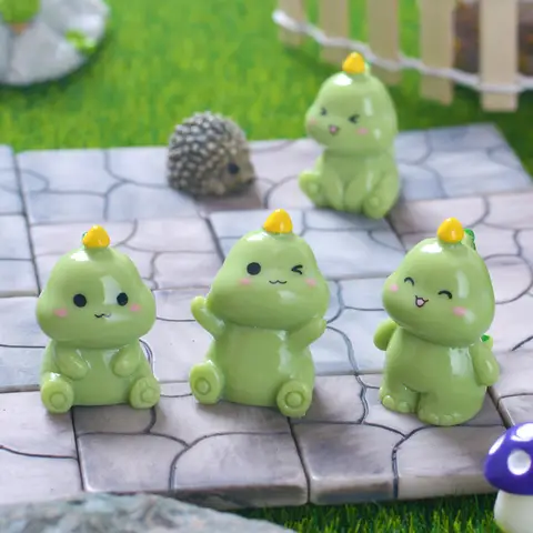 4pcs Miniature Cute Cartoon Dinosaur Figurine Micro Landscape Resin Ornaments for Home Decoration Kawaii Animal Room Desk Decor