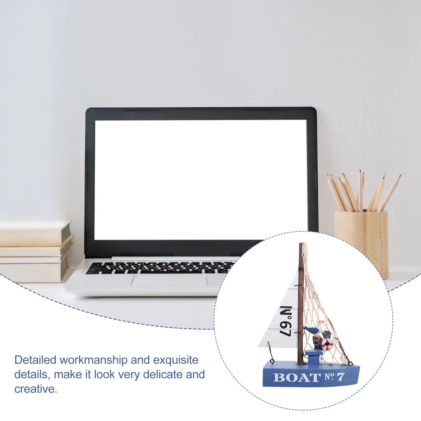 

Компактный легкий деревянный парусник-украшение в средиземноморском стиле для декора стола, полки, гостиной, спальни, в морском стиле