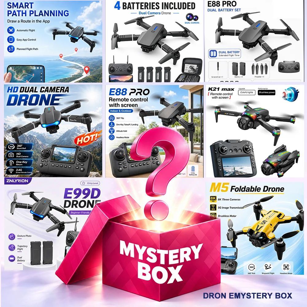 ZNLYRION  Mini Full Protective Drone YL3PK With 2.4 Inch Screen Remote Dual Camera Optical Flow Hover 2 Batteries Indoor RC Quadcopter