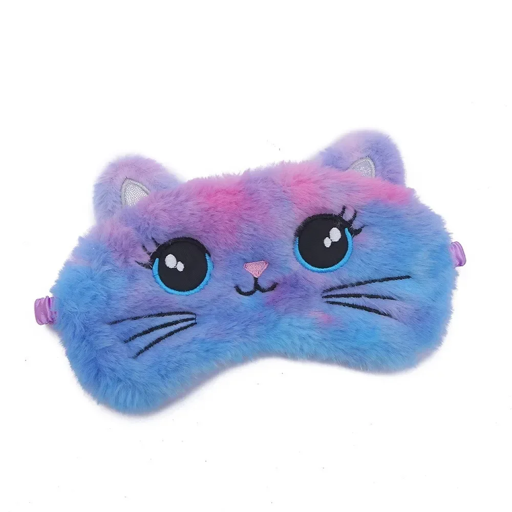 2024 Cute Plush Sleeping Mask Big Eyes Plush Eye Patch  Cat Shading Eye Mask Travel Rest Sleeping Aid Eyepatch