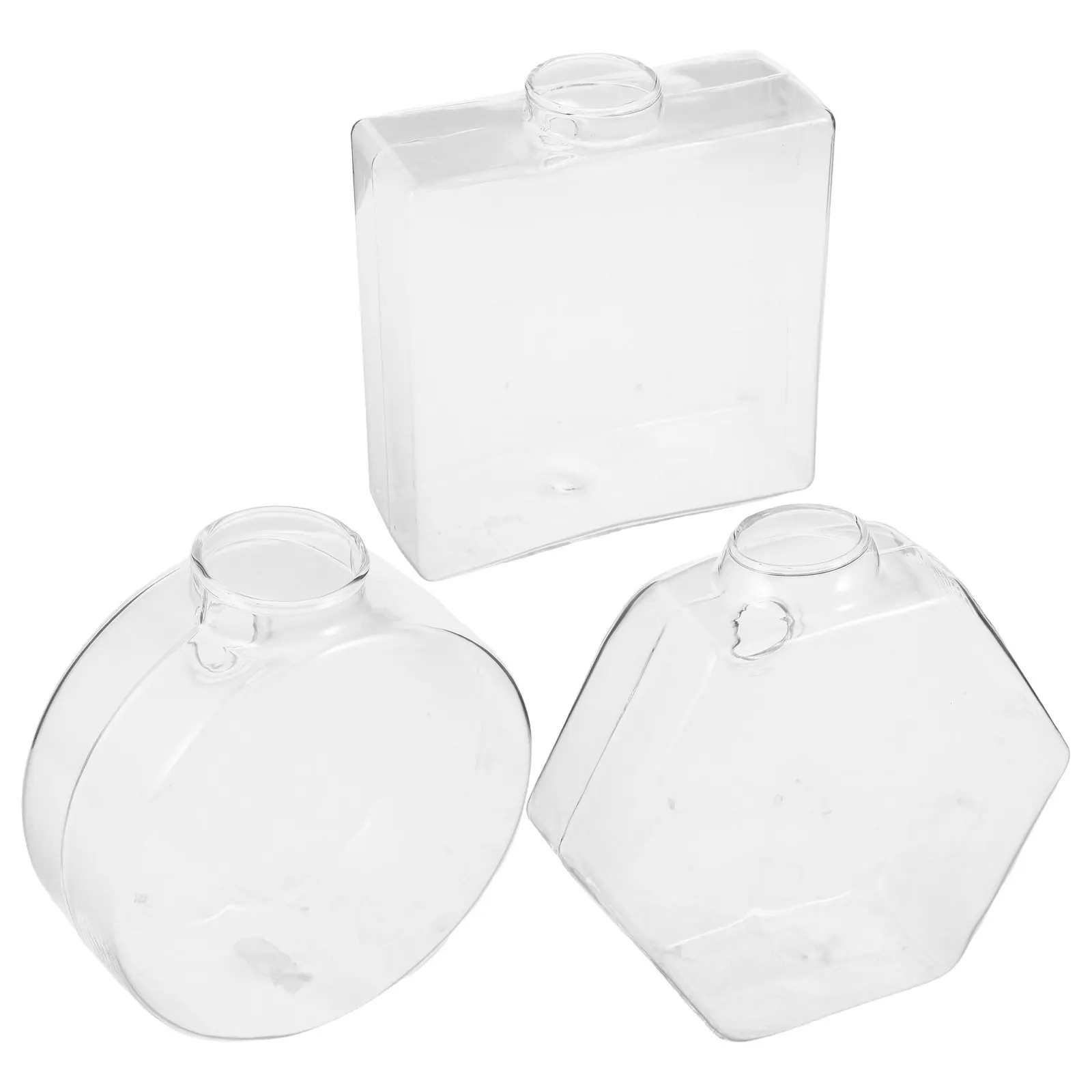 3Pcs Glass Wall Hanging Vase Set Elegant Modern Clear Planters for Indoor Home Office Living Room Plant Decor Hydroponic