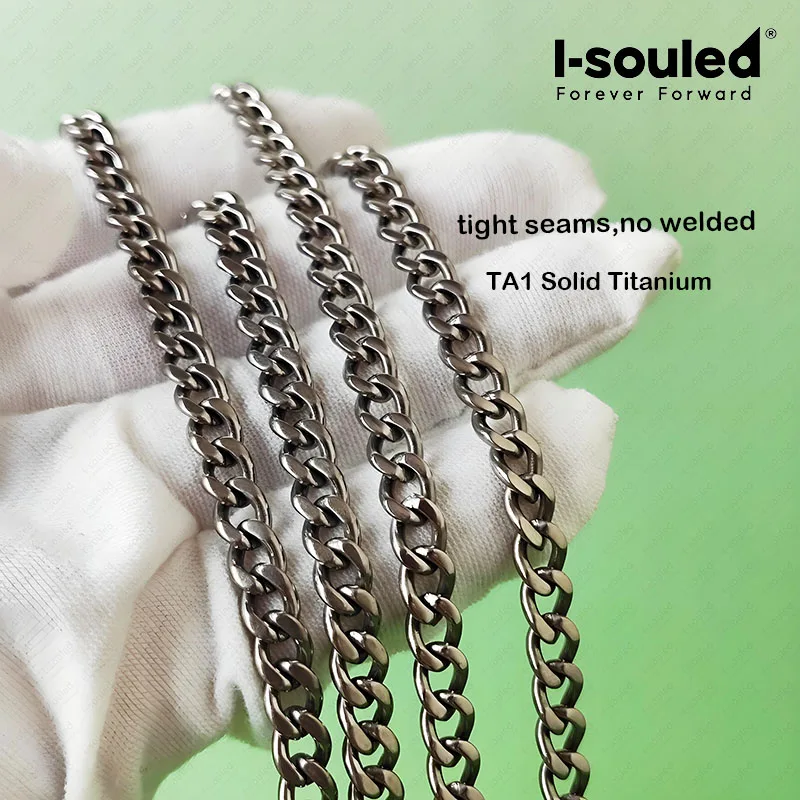 

5.5mm Solid Pure Titanium Cuban Chain Necklace Hypoallergenic Lightweight Gift for Men And Women