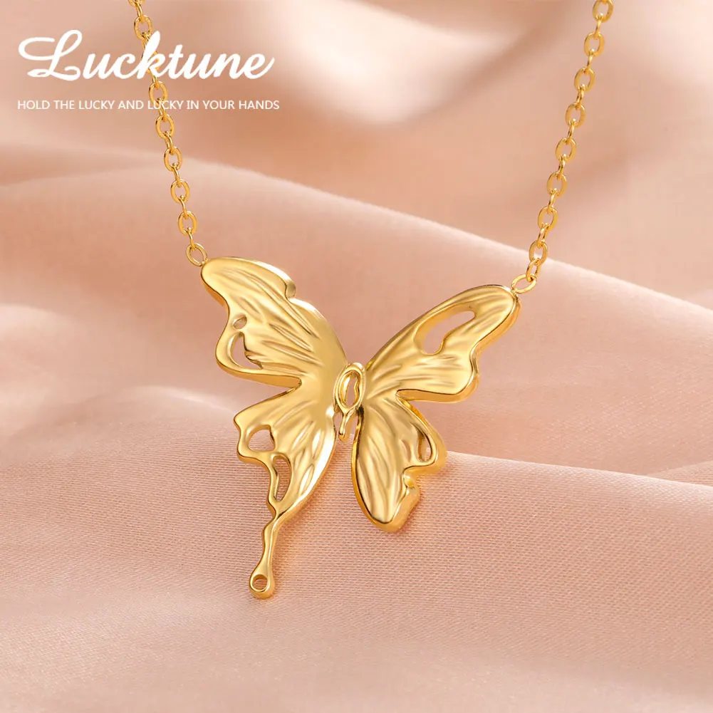 Lucktune Elegant Butterfly Necklace for Women Gold Color Butterfly Wings Clavicle Chain Necklace Simple Jewelry Gifts Wholesale