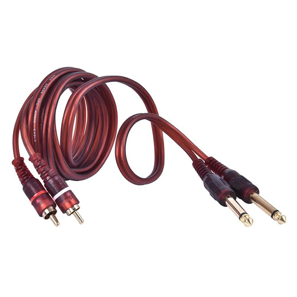 1 szt. 1.5M kabel typu Jack do podwójnego RCA 6.35mm przewód Aux gniazdo 6.5 do 3.5 męskie do wzmacniacz miksujący kabel splittera z gniazdem