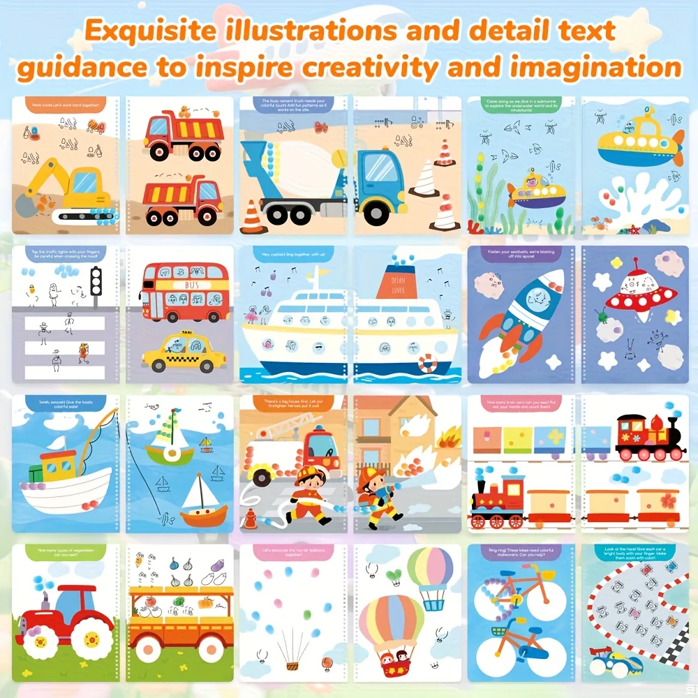 어린이를위한 컬러 지문 색칠하기 책 빨 수있는 손가락 페인트 세트 그리기 장난감 DIY 공예 조기 학습 장난감 크리스마스 선물