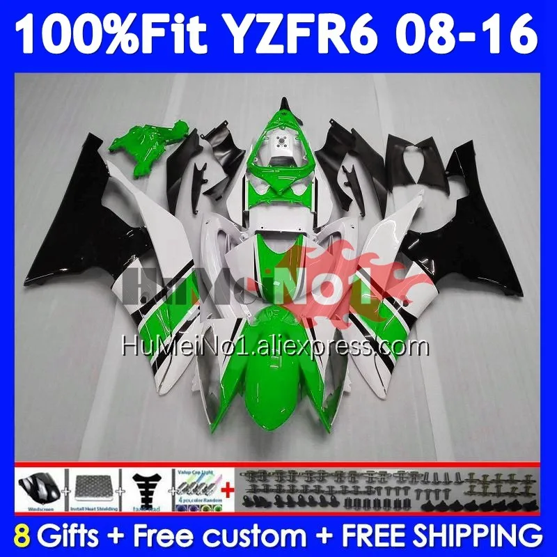 OEM Kit For YAMAHA YZFR6 Green black YZF600 YZF R6 600 R 6 358No.123 YZF-R6 YZF-600 2008 2009 2010 2011 2012 13 14 15 16 Fairing