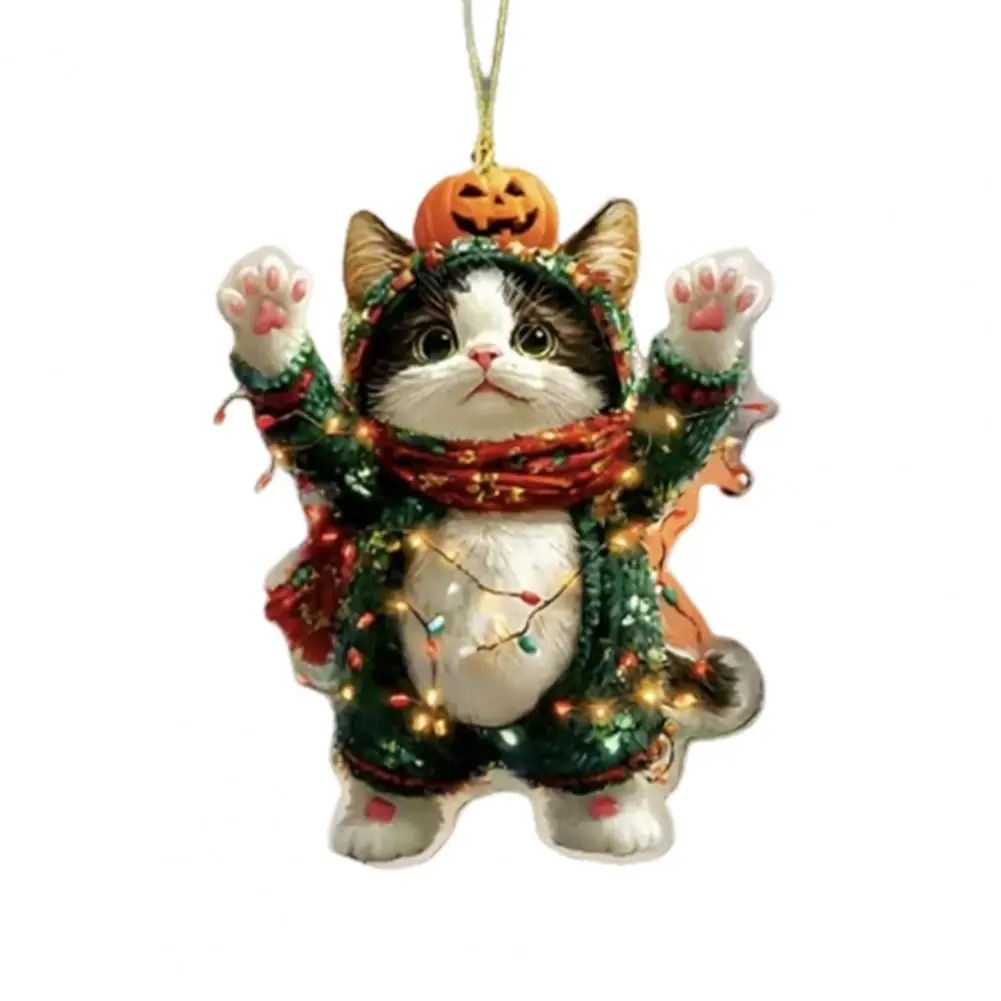 Long-lasting Car Mirror Decor Spooky Halloween Car Accessories Skull Cat Rearview Mirror Pendant Cartoon Keychain for Backpack