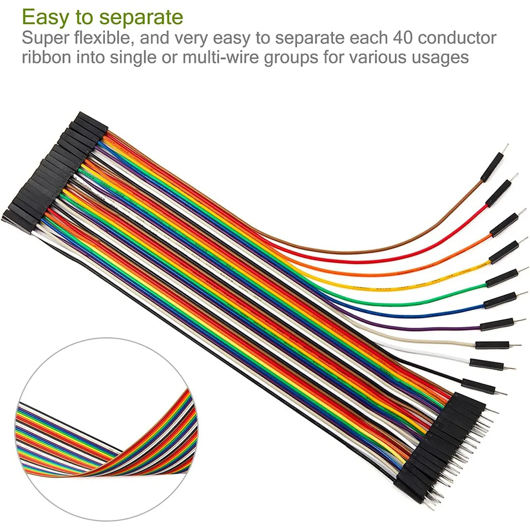 40pin 10cm Dupont Line, 40pin Male to Female, Male to Male, Female to Female Jumper Wire 24AWG Copper Line Set for Arduino DIY K
