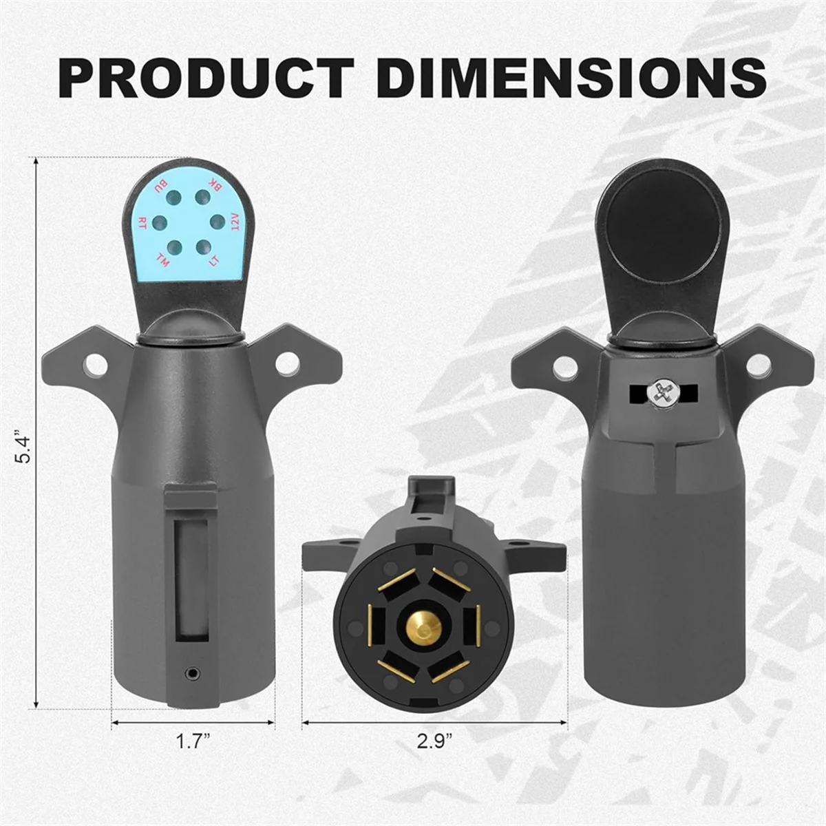 

Тестер освещения прицепа 7-контактный тестер вилки прицепа 7-контактный тестер проводки прицепа для RV Тестер фонаря для прицепа Буксировочный провод Тормозное лезвие 12 В