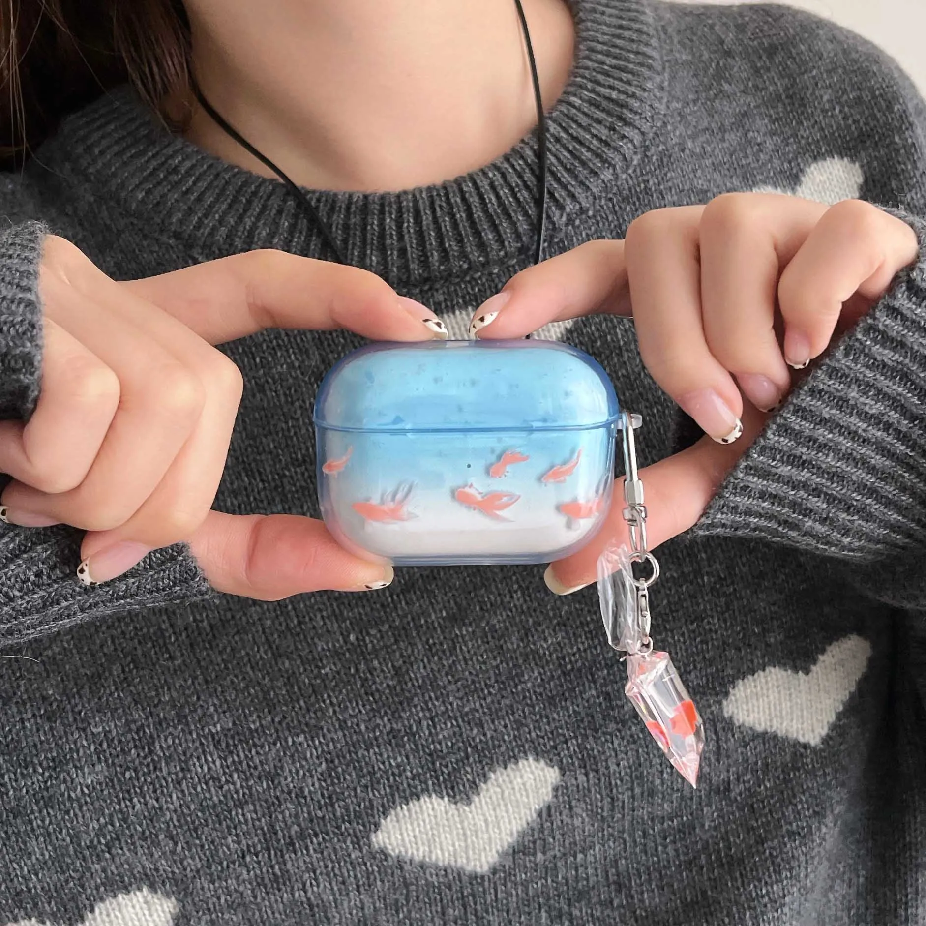 Ins carp fish cute 3D pendant earphone case for apple airpods 3 2 pro 2nd 1 wireless bluetooth charging box cover