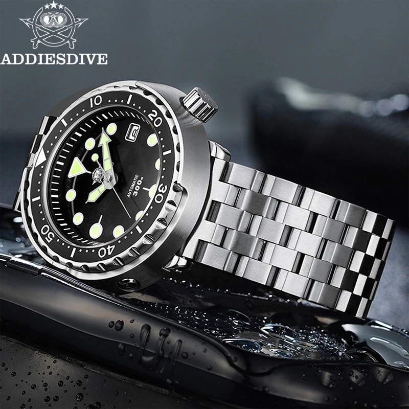 ADDIESDIVE Men's Automatic Dive Watch 300m Waterproof NH35A Mechanical Watches Sapphire Glass AR Coated BGW9 Luminous Wristwatch