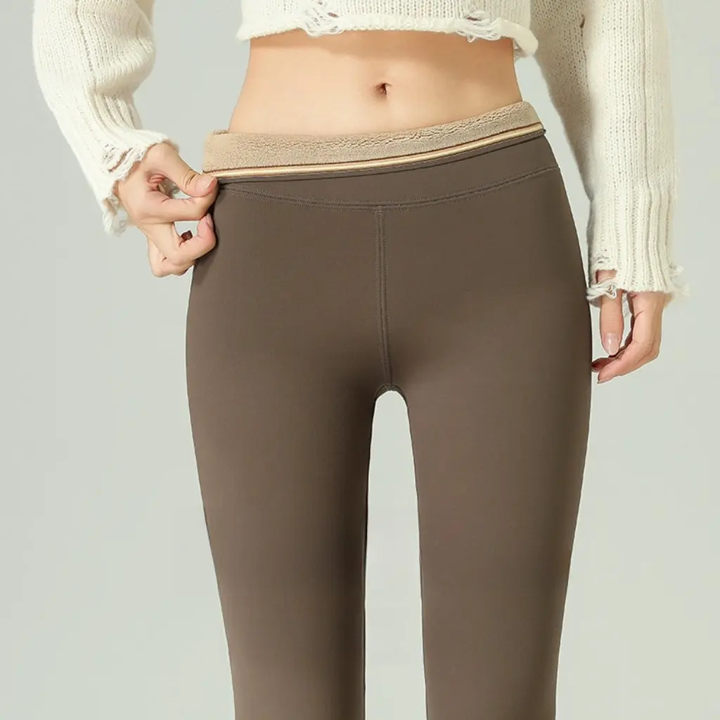 

Grey Shark Pants High Waist Slimming Yoga Leggings Warm Fleece-Lined Women's Outer Wear for Autumn Winter