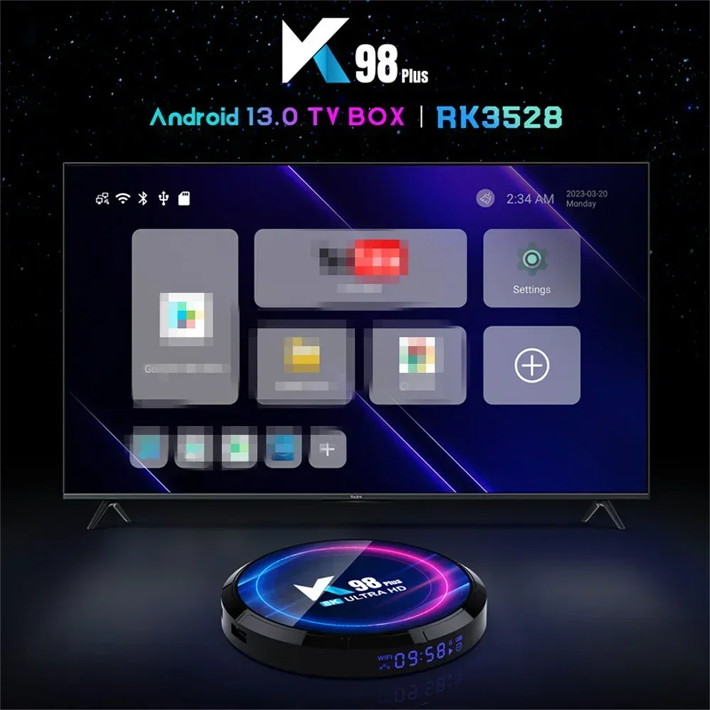 K98Plus Android 13 TV Box Media Player 4GB 64GB Support 8K Video Decoding HD10 RK3528 Quad-Core Dual WiFi BT 5.0 Set Top Box