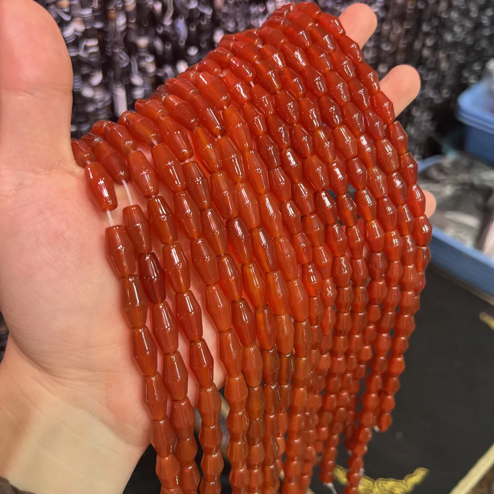 Natural Red Agate Stone Beads 8x16mm 8x12mm Spacer Oval Bead Beaded 15'' Strand For DIY Jewelry Making Bracelet Accessories Red