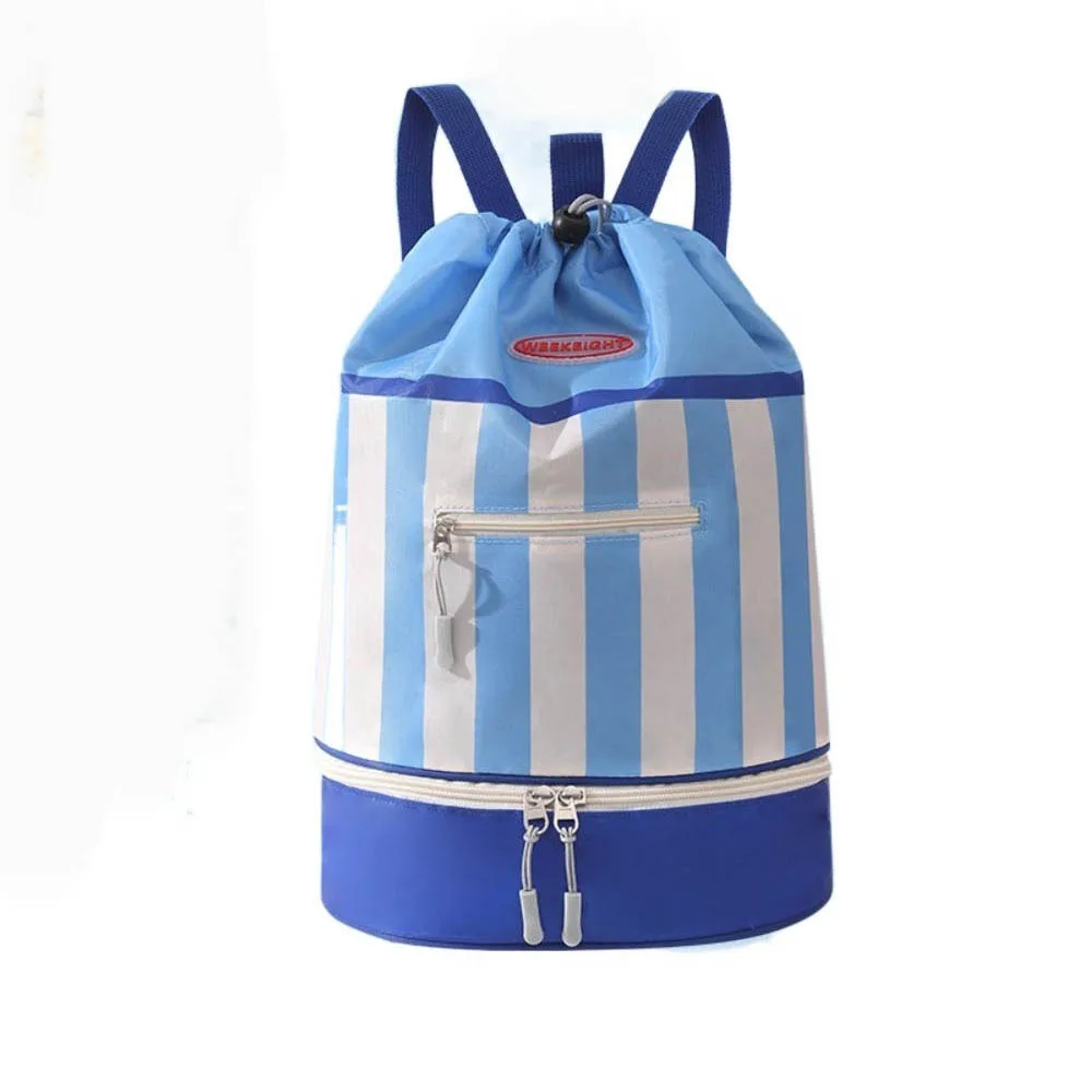 

Dry/Wet Separation Children's Swimming Backpack Lightweight Large Capacity Beach Bag Striped Waterproof Beach Backpack