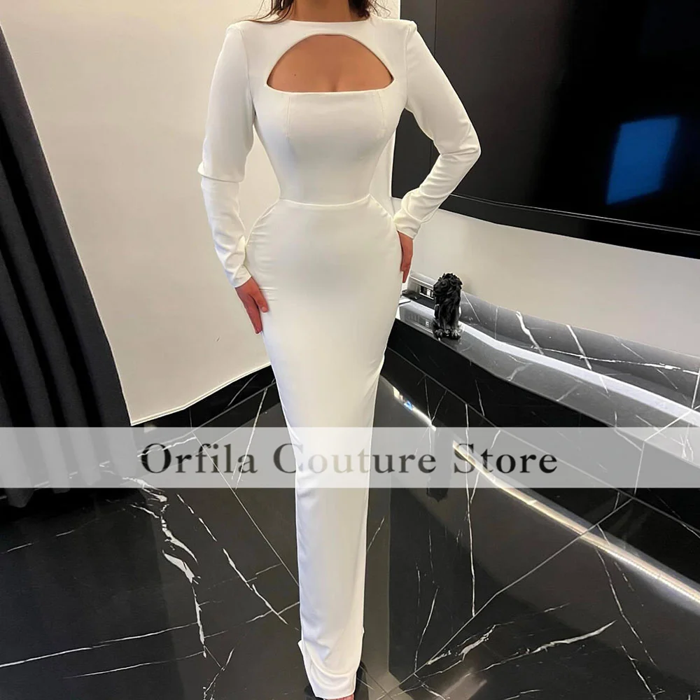 Elegant White Evening Dresses For Special Occasions Long Sleeve Mermaid Saudi Arabic Party Dress Prom Gowns Customized