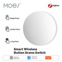 MOES Smart Key Switch, Tuya ZigBee Wireless Scene Switch Remote, Multi-Scene Linkage Controller, Battery Powered Smart Device