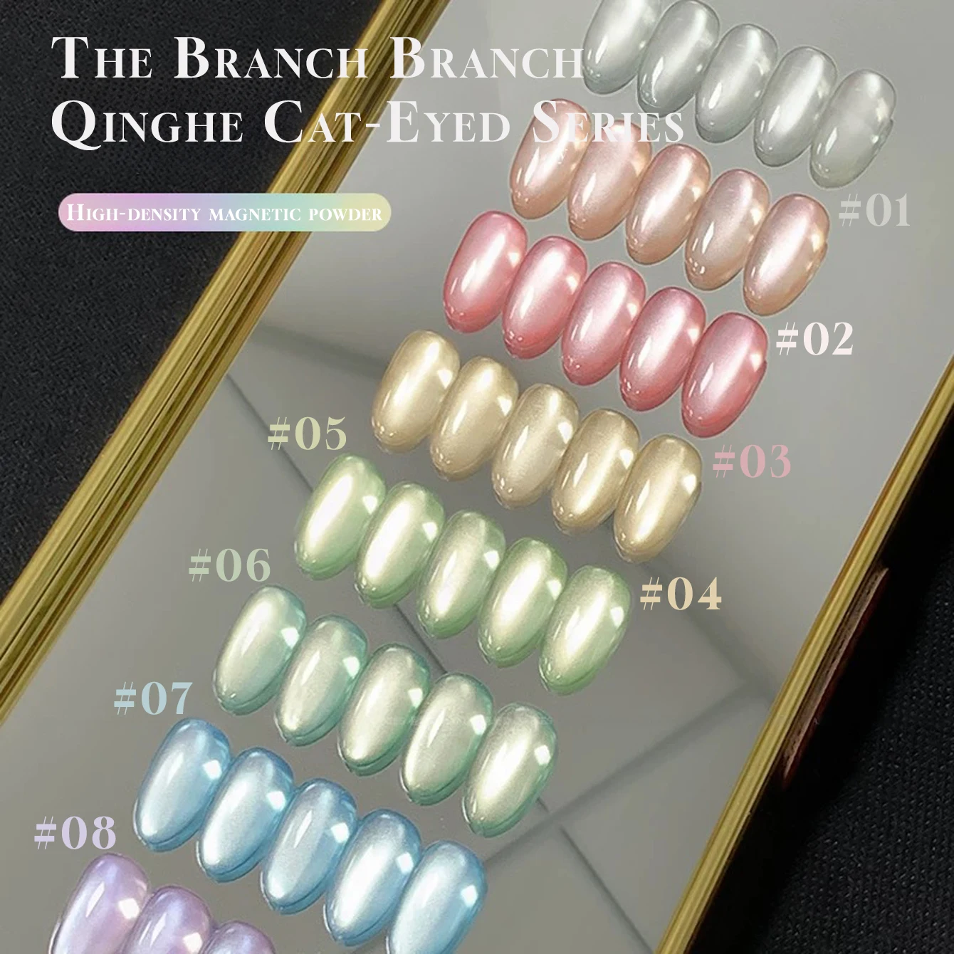 MIANEL 12ML 1-8PCS Lychee Green Lotus Ultra Sparkling Cat Eye Gel Polish High-Density Mirror Glass Bead 2025 Autumn New Arrival