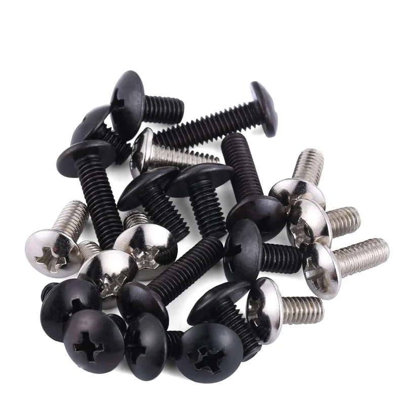 M2~m6 Phillips Truss Large Flat Round Screw Mushroom Big Flat Screw Black Zinc/nickle Plated Carbon Steel 6
