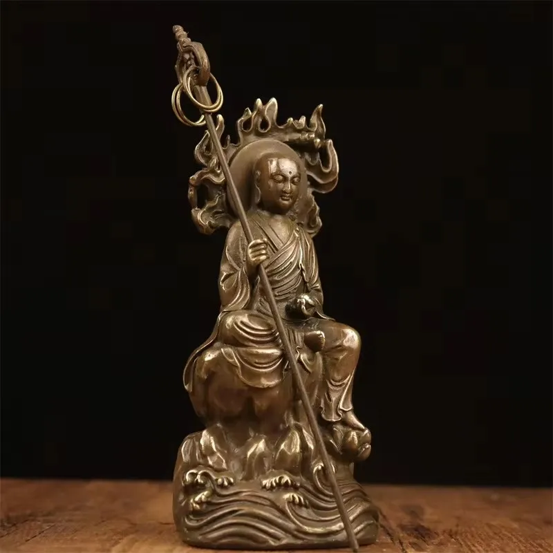 Brass Of Buddha Statue Purple Bronze Backlight Flame Of Temple Home King Of Tibet Bodhisattva Copper Statu