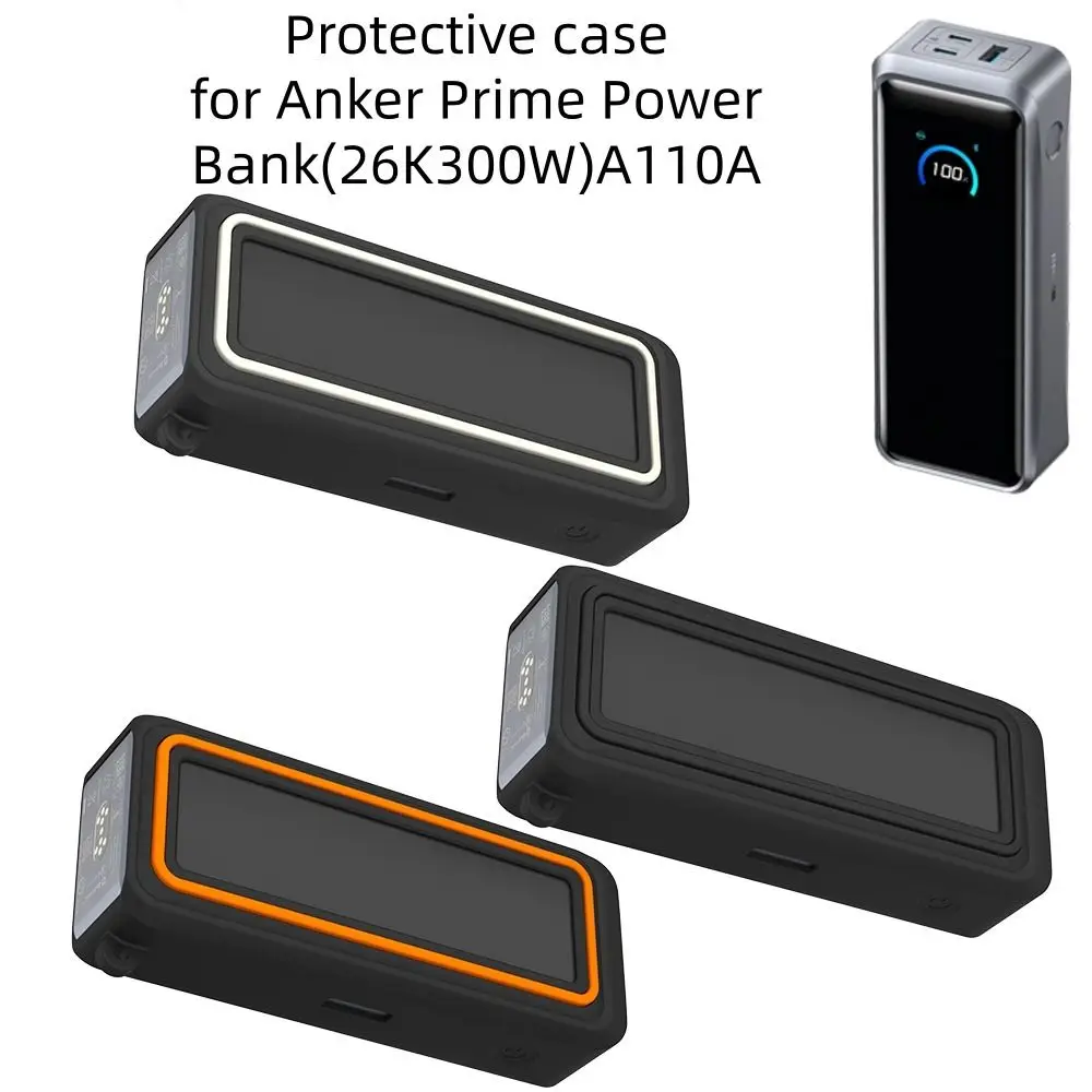 Silicone Portable Charger Protective Case A110A Shockproof Carrying Organizer Bag for Anker Prime Power Bank (26K 300W)