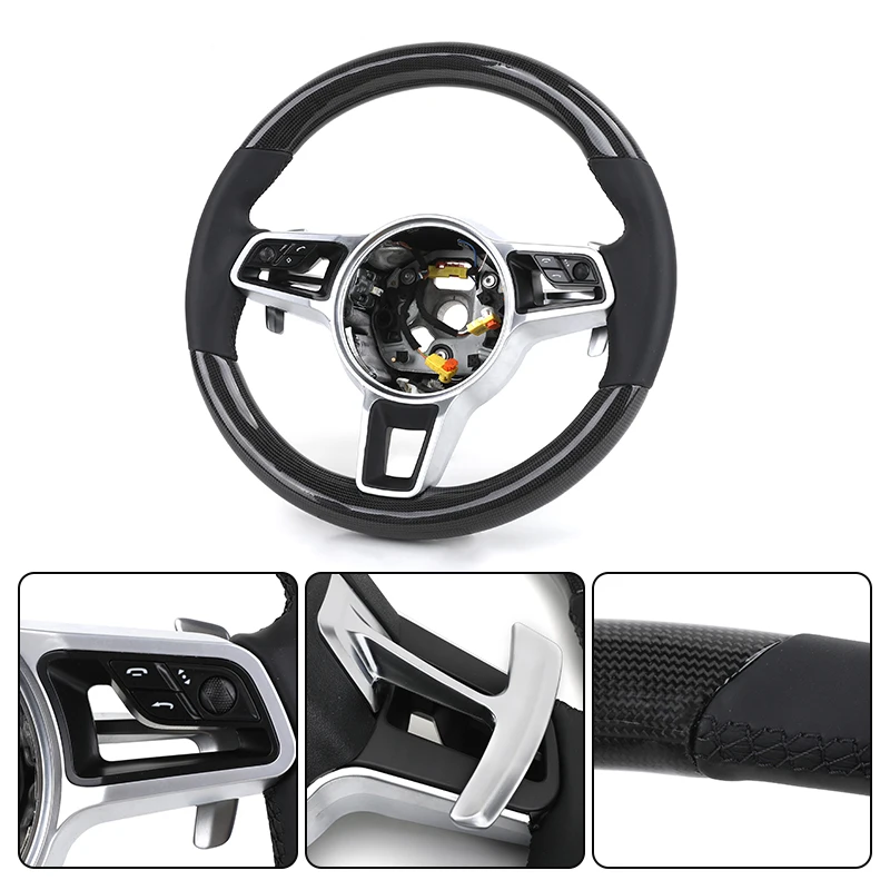 Custom Upgrade Leather Carbon Steering Wheel for Porsche 911 996 Cayenne 958 718 Boxster 918 Cayman Macan Panamera Taycan GT3 RS