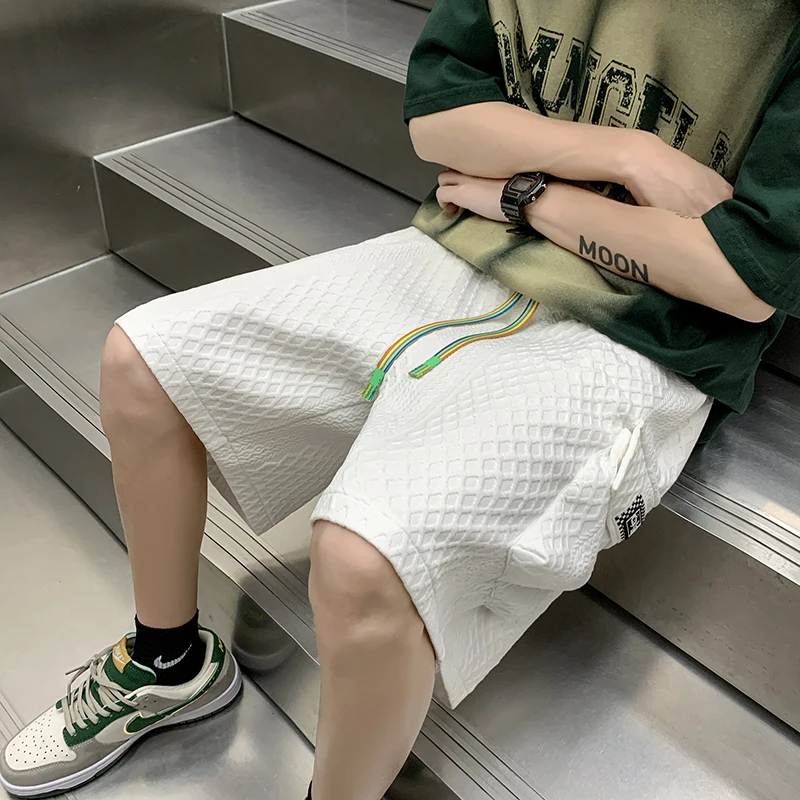 

Мужские повседневные спортивные брюки с вышивкой в американском стиле, летние тонкие брюки-карго до колен для отдыха и работы