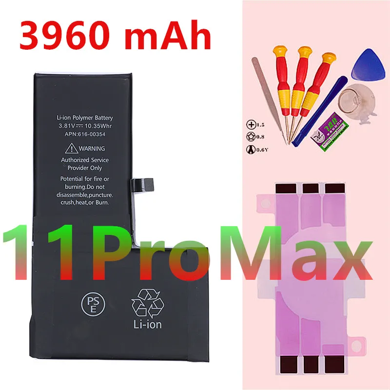 New Battery For iPhone 11 Pro Max Health 100% Zero Cycle + Free Tools Best 3960mAh Replacement A2218 A2161 A2220 Batteria