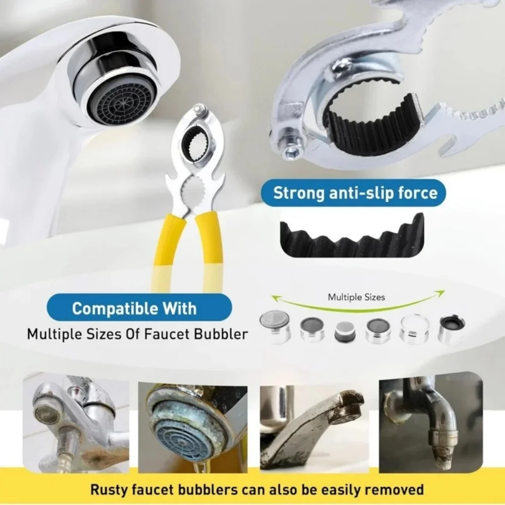 Stainless Steel Faucet Wrench, Non-Slip Grip Multi-Tool for Bathroom Kitchen Sink Faucet Aerator & Filter Removal Repair Spanner