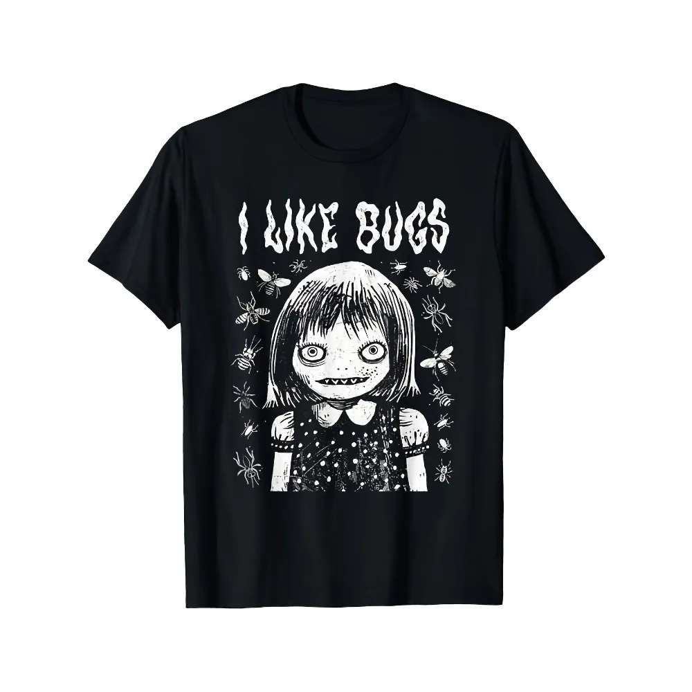 

Creepy Cute I Like Bugs Graphic T-Shirt - Soft Cotton Retro Vintage Insect & Bug Design with Insect Face & Crawling Bugs Print, Unisex Casual Crew Neck Short Sleeve Tee for Men & Women, Lightweight Breathable All-Season Comfort, Machine Washable - Quirky