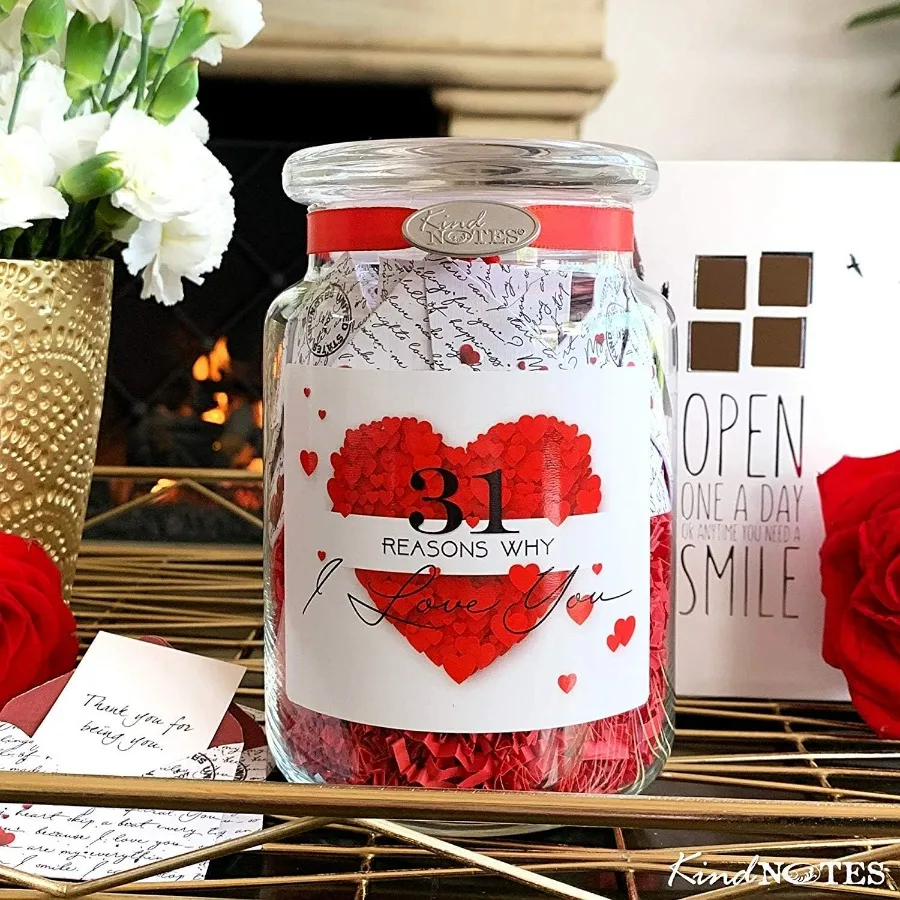

Glass Keepsake Gift Jar with Blank Papers for Writing Personal Messages Ideal for Romantic Gestures Anniversary Gifts or Though