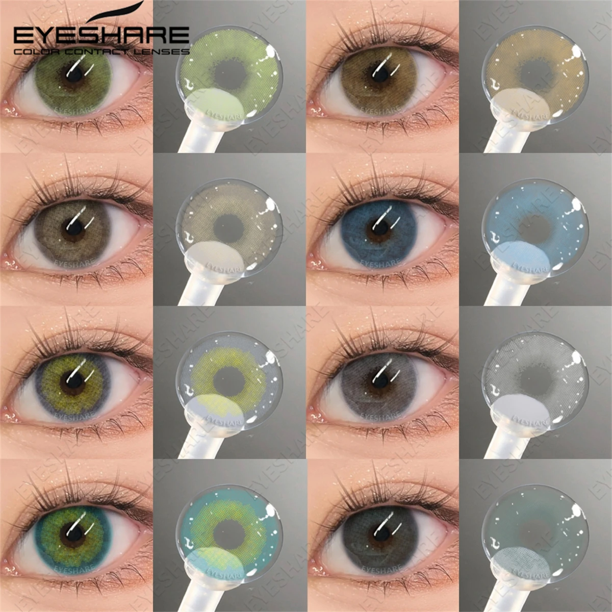 EYESHARE Hellfarbene Kontaktlinsen, natürliche braune/graue Linse, hochwertige blaue Linsen, jährliche Schönheit, Make-up, grüne Augenlinsen