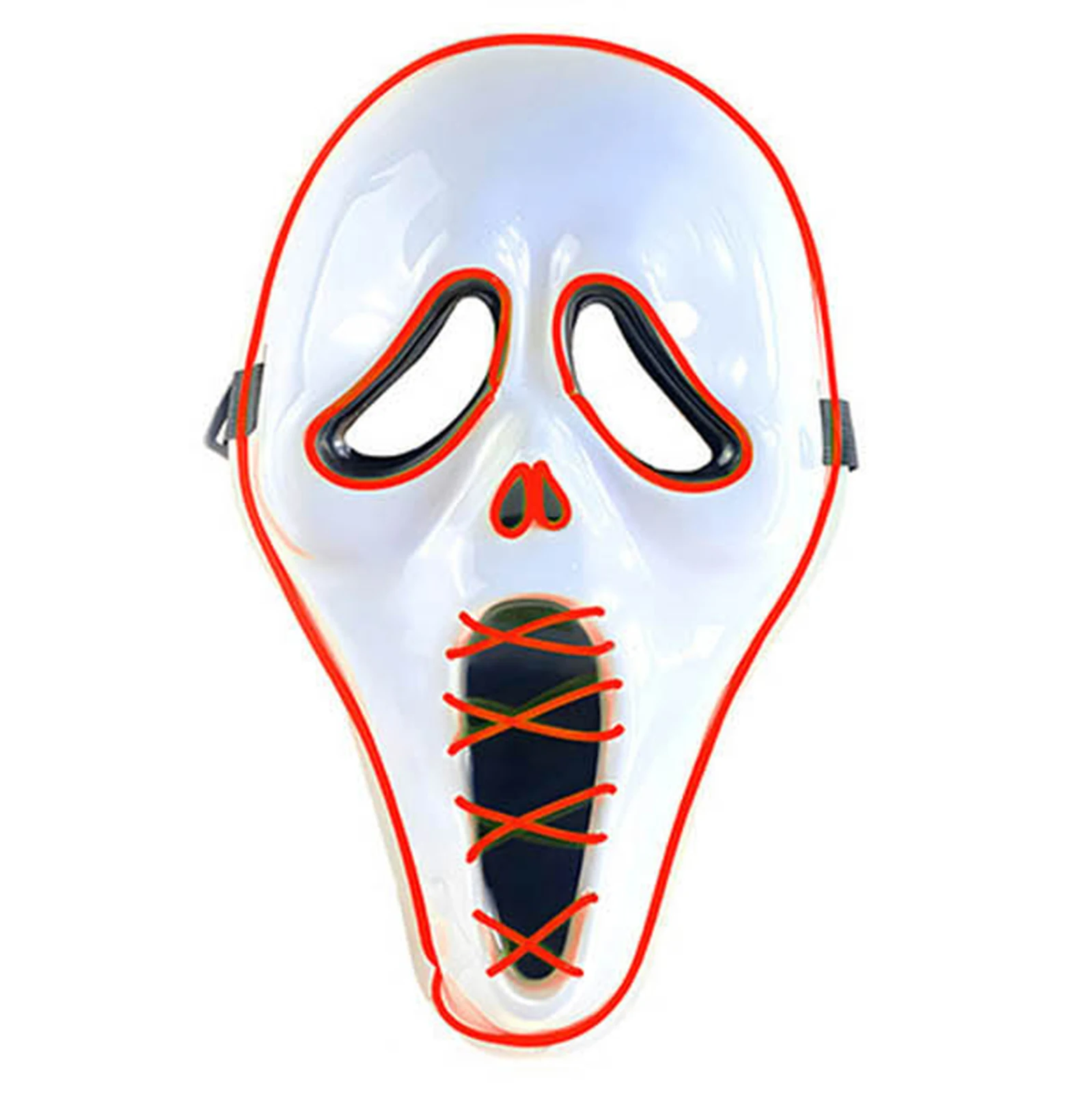 

Scary Horror LED Glowing Light Up Face Mask Cover Excluded Battery for Halloween Cosplay Party Carnival Costume Prop Accessory