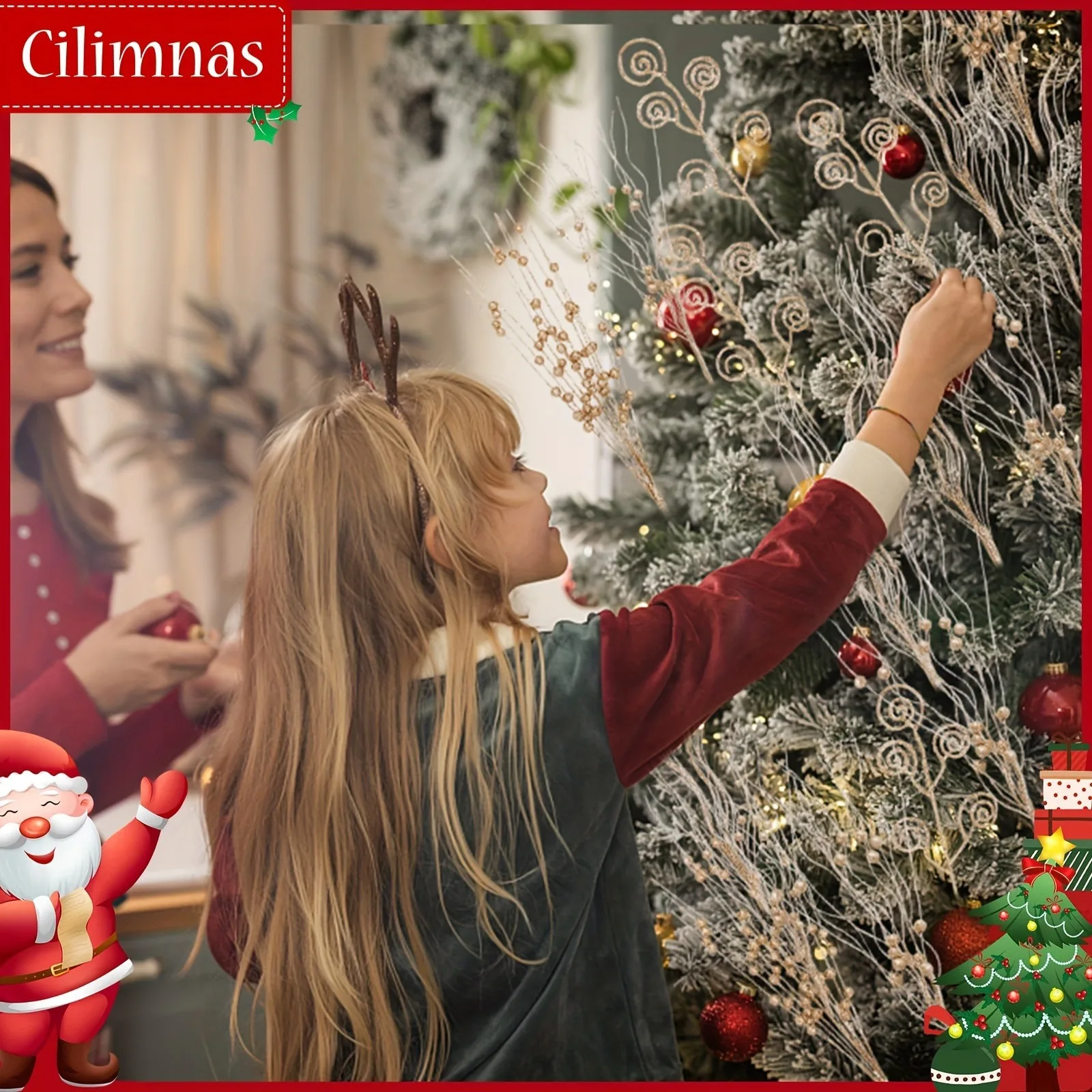 8/16 Stück glitzernde künstliche Blumen, Beerenstrauß, Weihnachtsbaumschmuck für Zuhause, Raumdekoration, Neujahr 2026, DIY-Geschenkzubehör – Detail 7