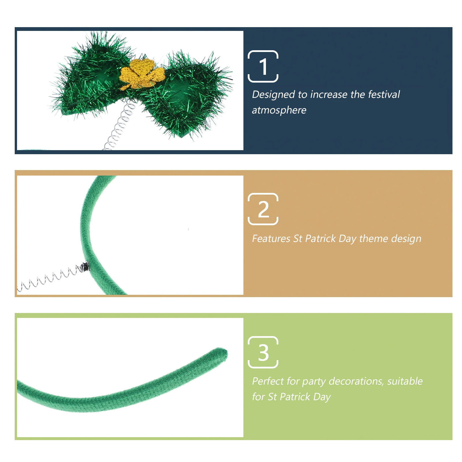 

Clover Headbands St Patrick's Day Festival Hair Hoops Party Accessory Green Headdress Decorative Shamrock Headdress