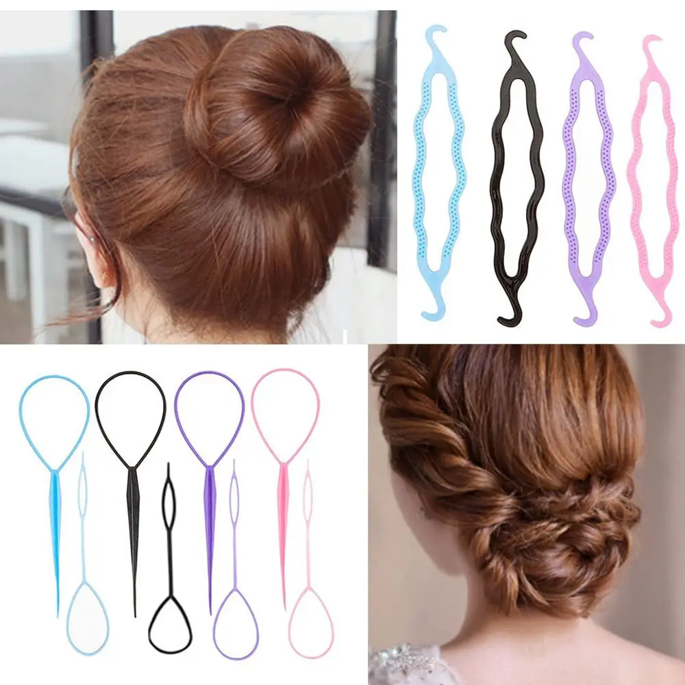 4pcs/set Hair Styling Tools Hair Buns Braid Tool Ponytail Makers Pointed Tail Comb Hairdressing Accesorios Para El Cabello