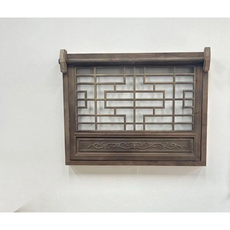 Antique doors and windows, solid wood lattice upturned Chinese windows, old sliding windows hollowed out traditional retro