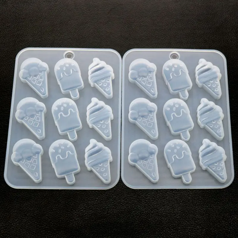 Simulated Food Resin Mold Ice Cream Cones Popsicle Food Keychain Pendant Silicone Resin Mold Jewelry Making Tools R3MC