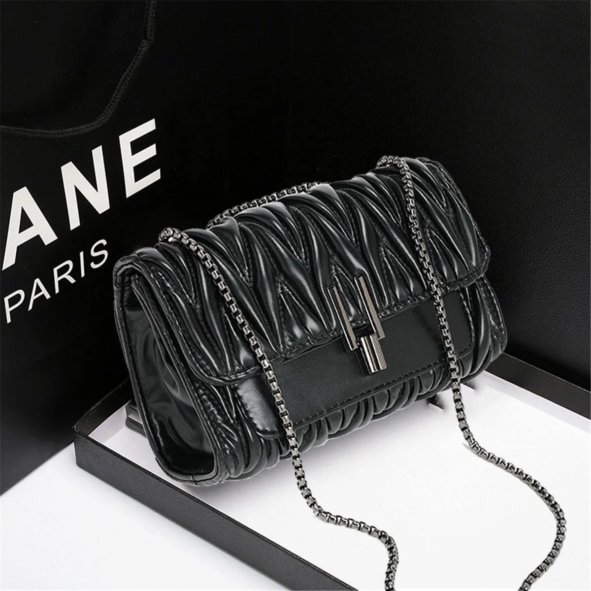 Lingge bag, chain bag, single shoulder bag, diagonal cross style crossbody bag for women